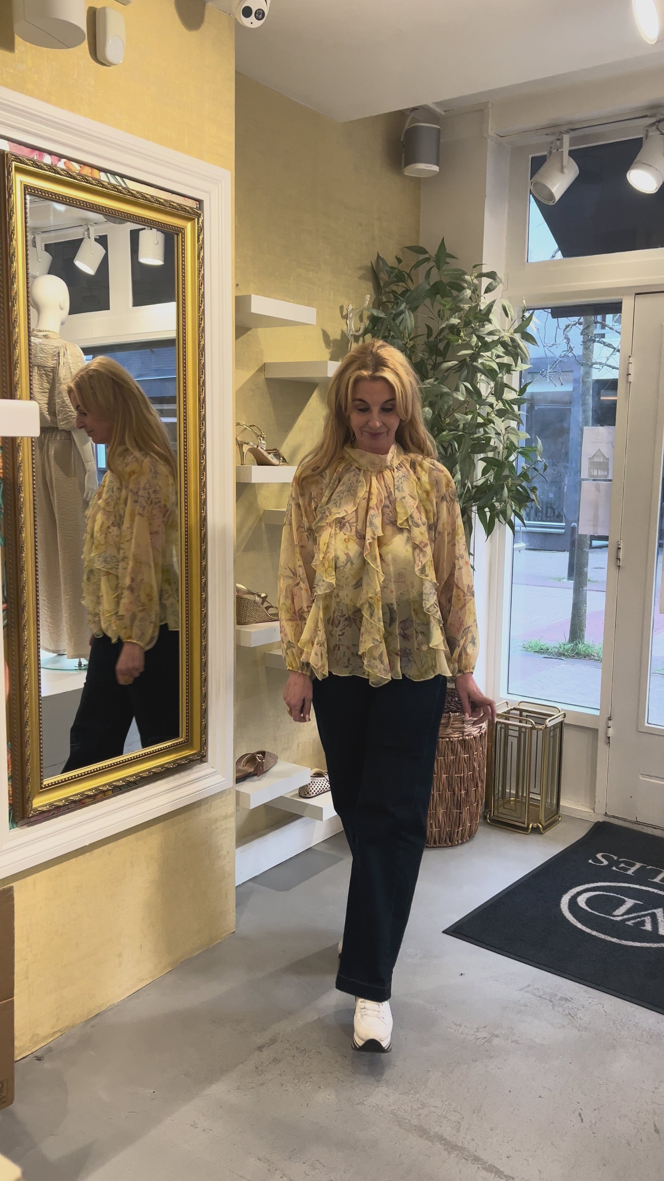 MVD Yellow Bloom Ruffle Blouse