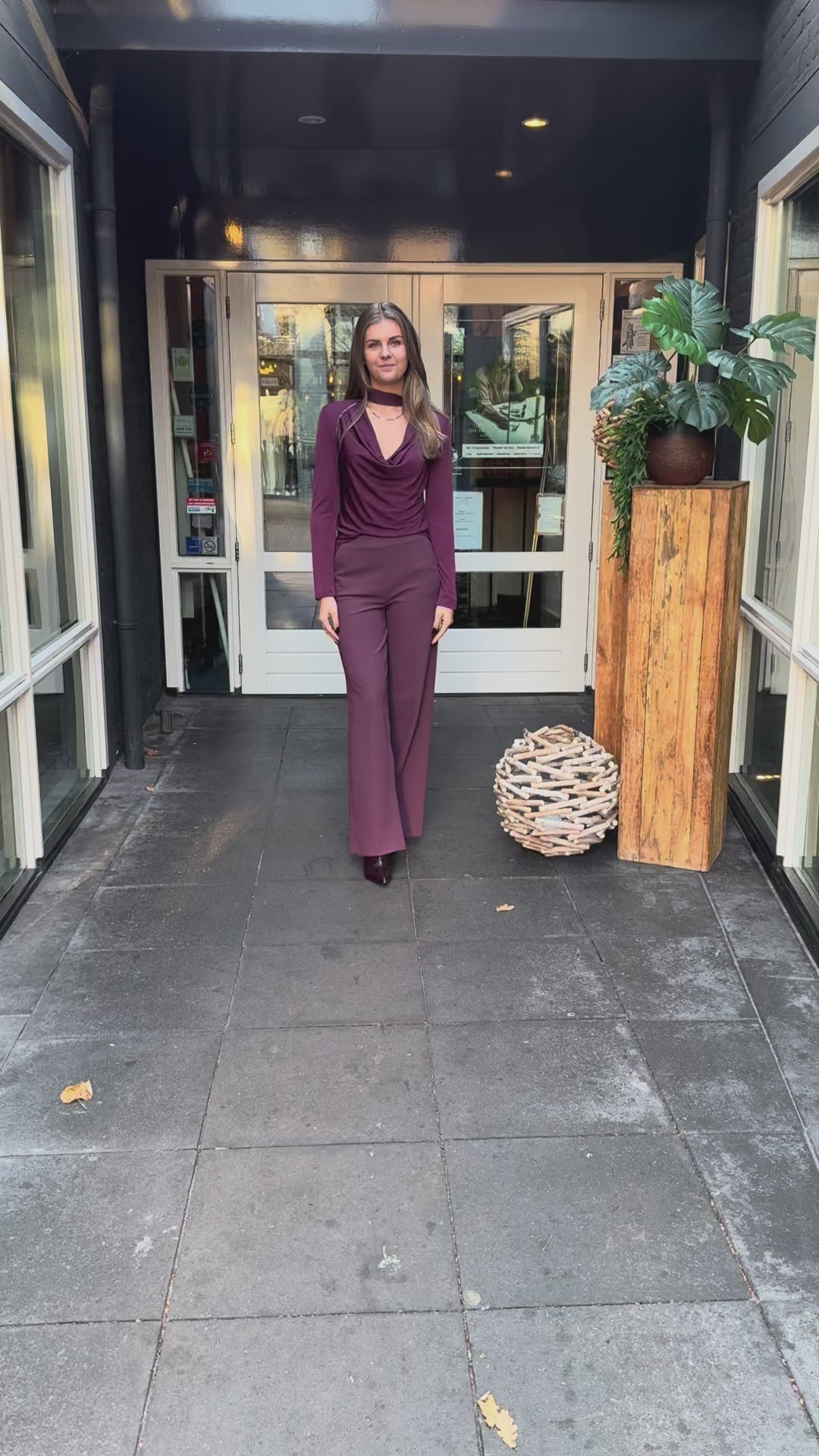 Corel Lily wide leg broek bordeaux