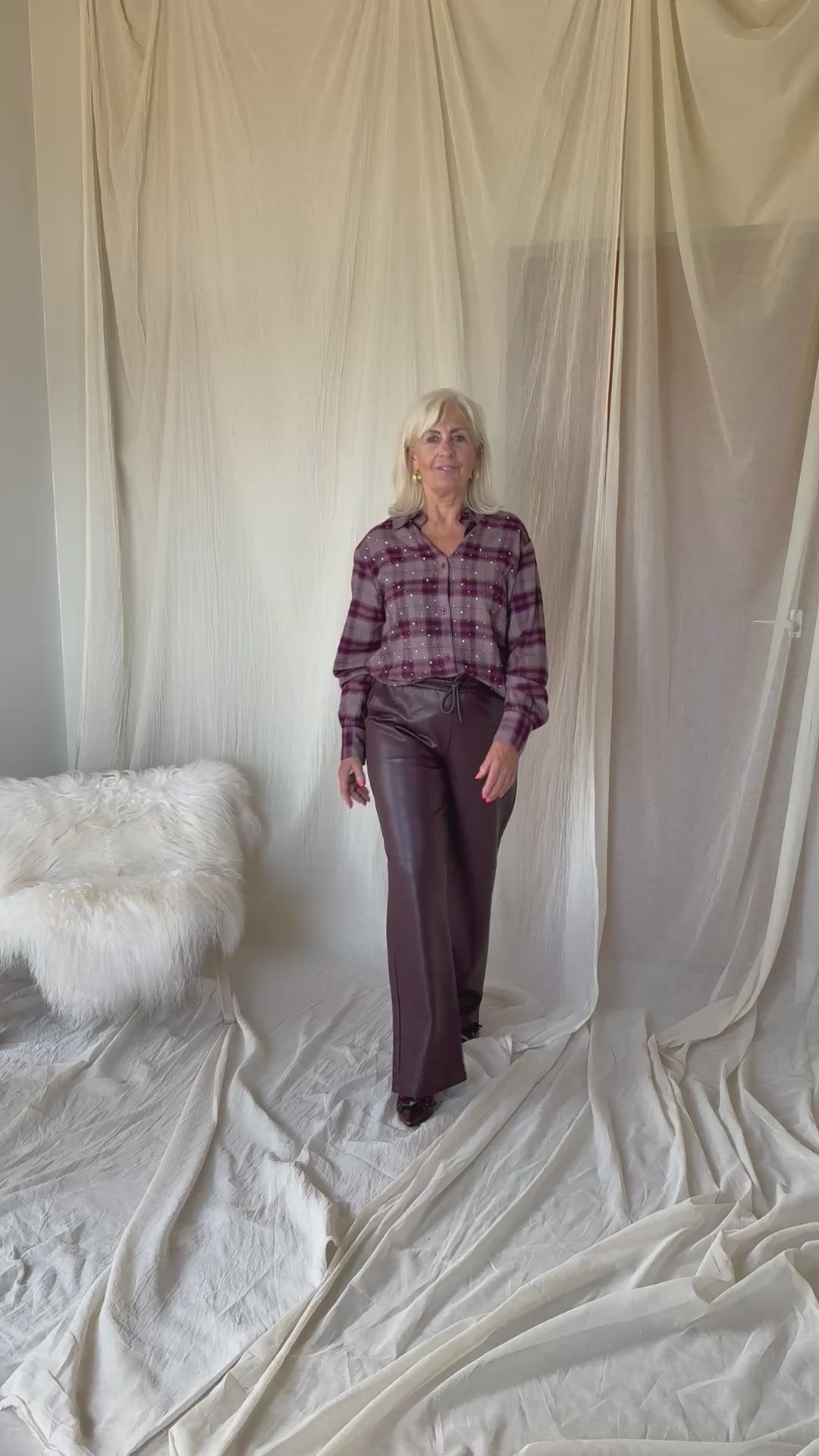 Silvian Heach Check Blouse – Bordeaux