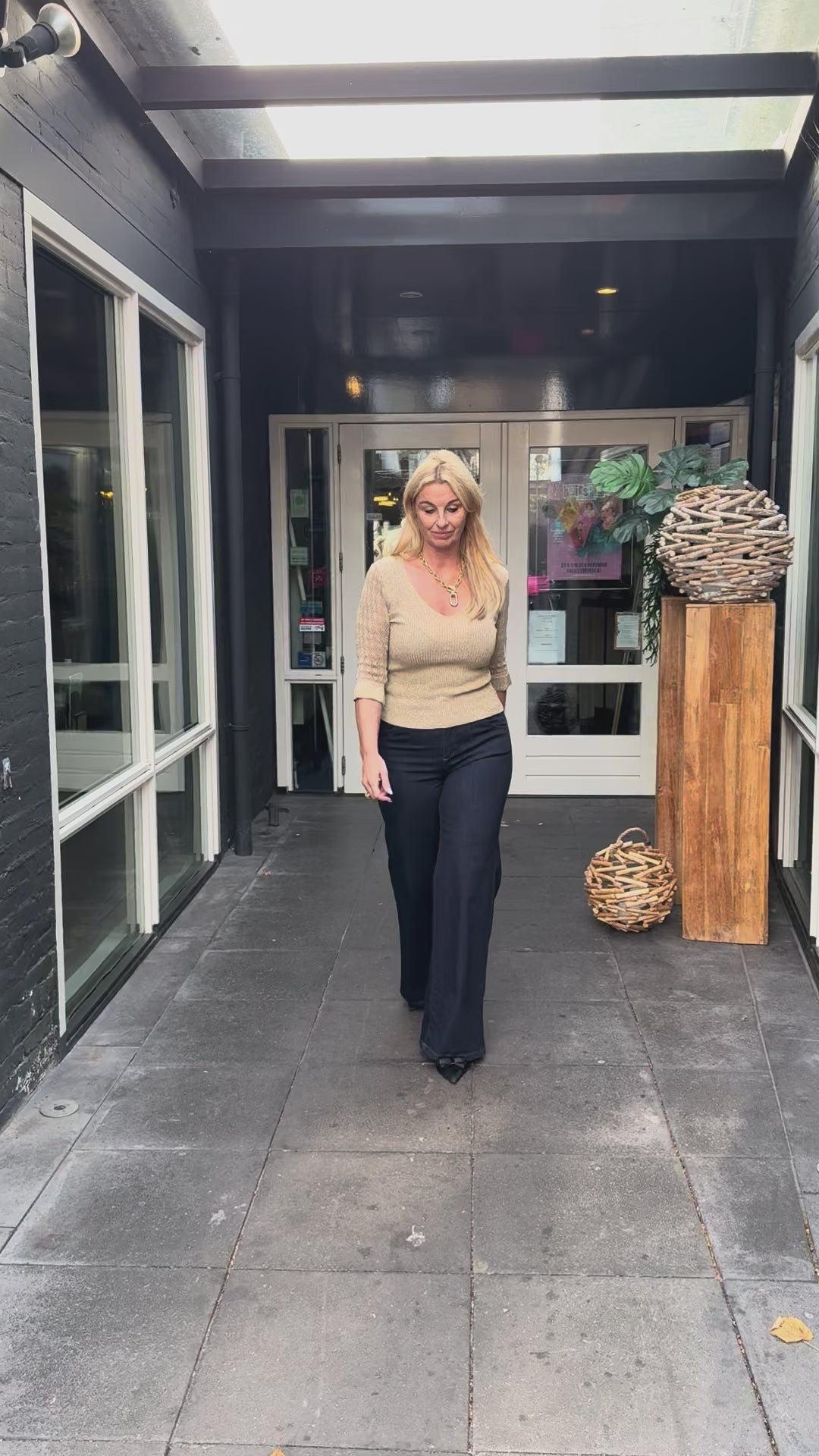 Rinascimento Gold Lurex v-hals top